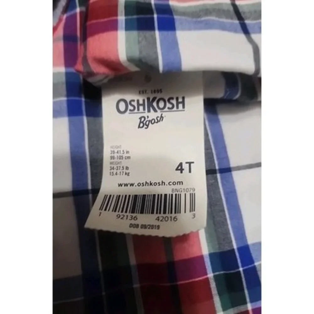 3 Boys 4t Longsleeve Shirts NWT OSH KOSH PLAID Button Up Red Flannel‎ Duck 4T